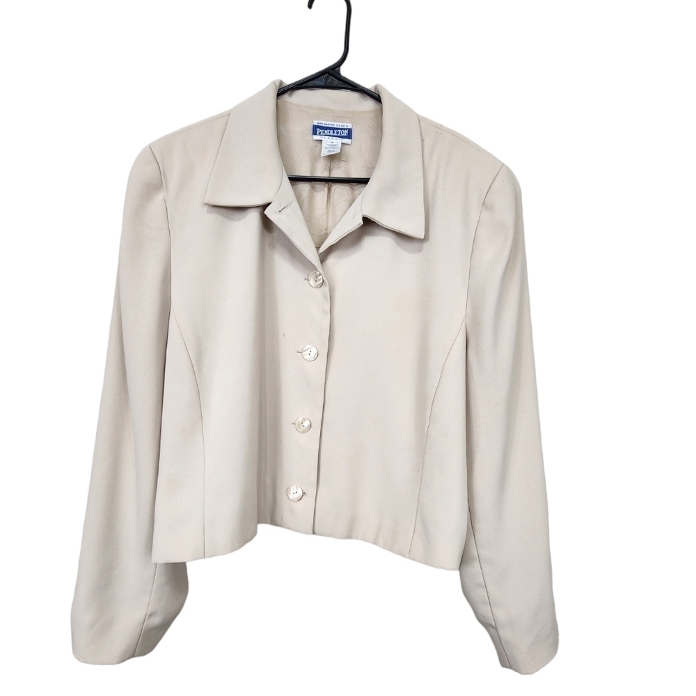 Pendleton Khaki Button Up Blazer Jacket Size 18 - image 1